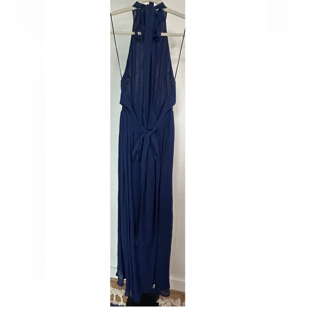 Reformation Andee Dress - Blue Halter Maxi Side Slit Size 10 - Picture 7 of 9